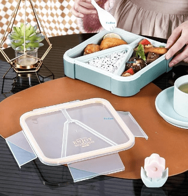 FunBlast Lunch Box for Kids - Tiffin Box for Kids, Lunch Box for Snacks, Plastic Lunch Box, Lunch Box for Office Women and Men, Lunch Box with Fork, Lunch Box with 3 Compartments - Image 2